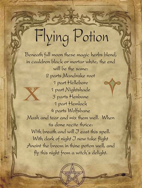 Witchcraft potion for flying